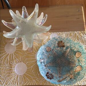 Iridescent Starfish Glass Bowl Set